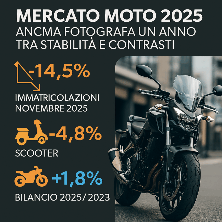 Mercato moto, novembre a -14,5%: un rosso che non spaventa. L’analisi ANCMA